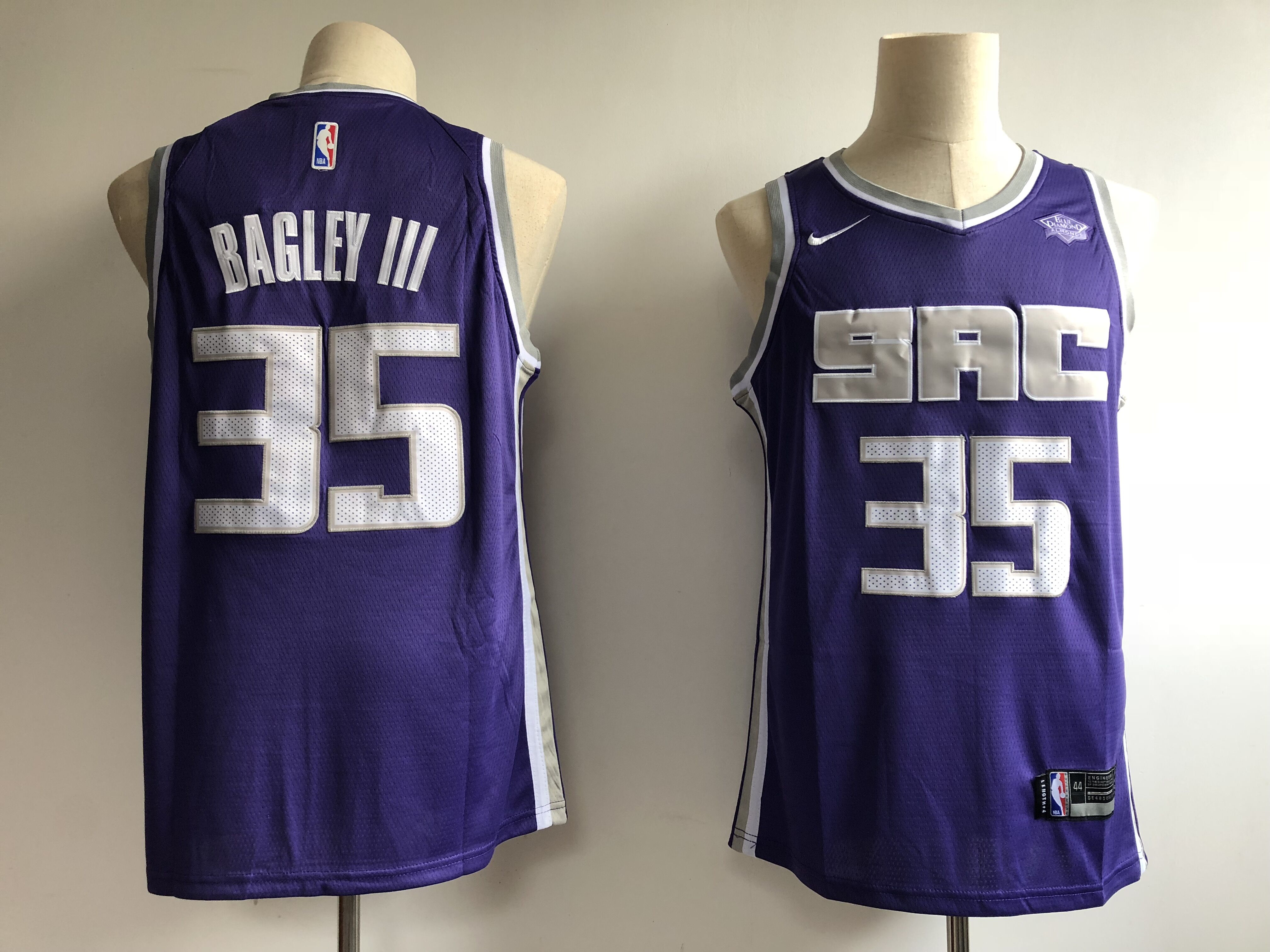 Men Sacramento Kings #35 Bagley III Purple Game Nike NBA Jerseys